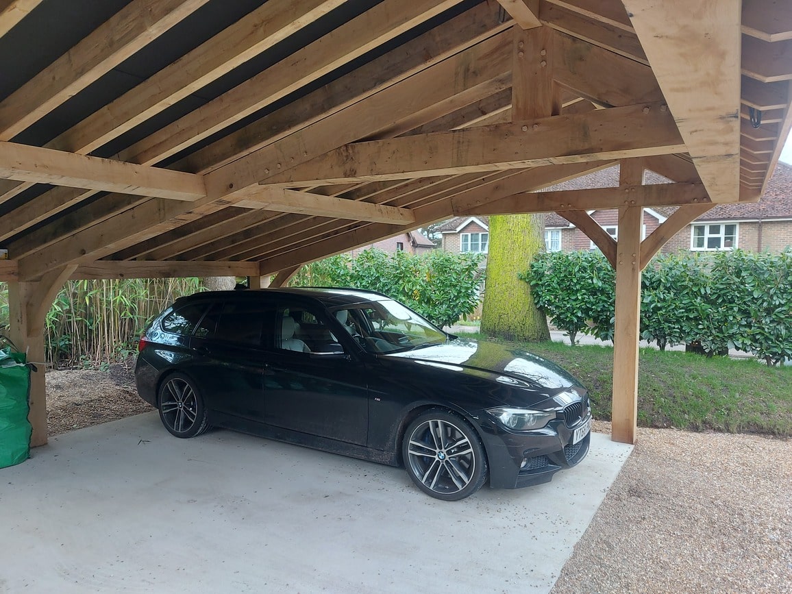 Double wooden car port