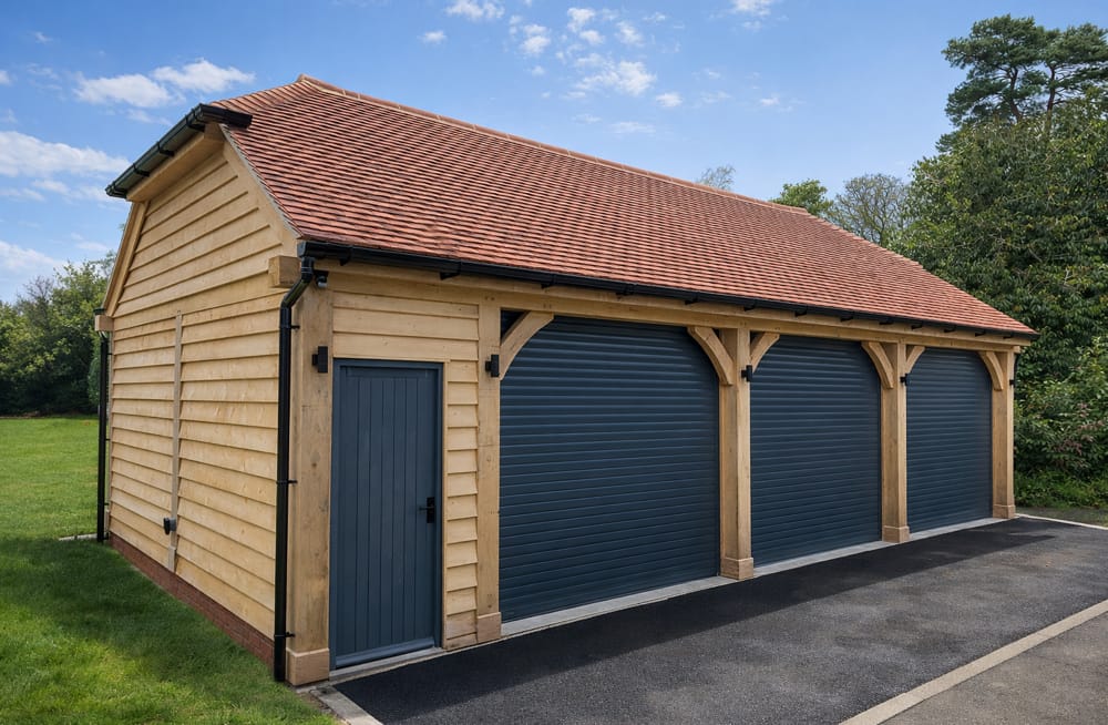 Oak framed triple garage – Farnham
